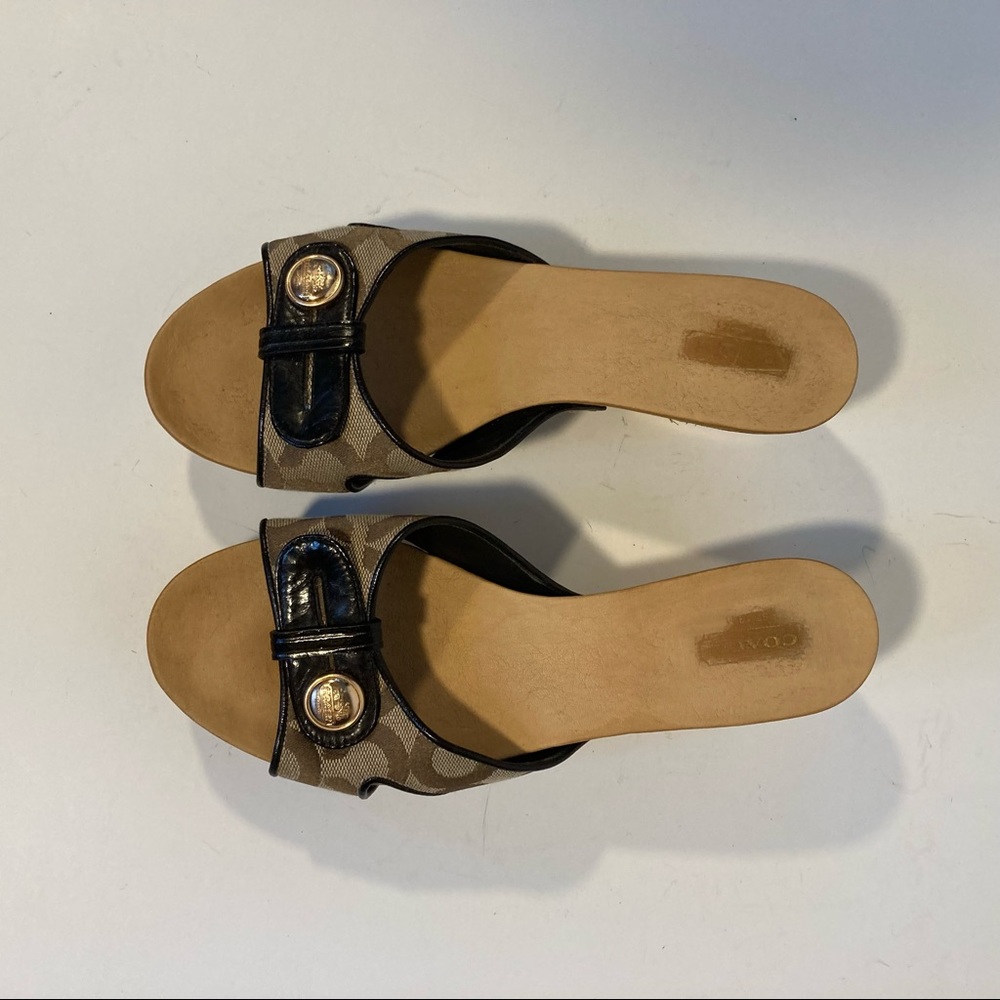 Coach LEE wooden shoes sz 7.5B heel 2” - Picture 3 of 12